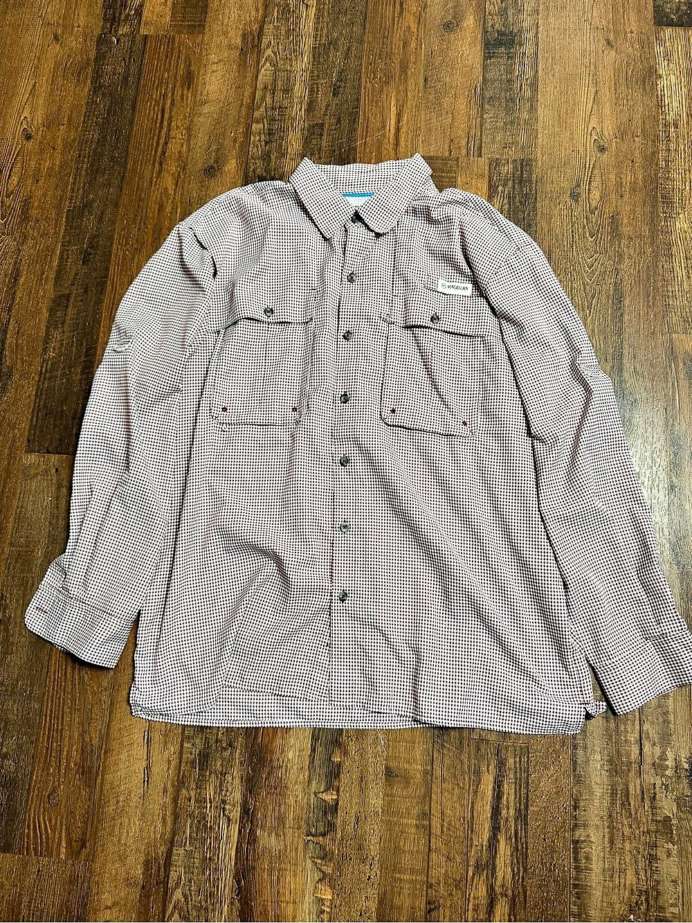 Magellan Outdoors Fish Gear Long Sleeve Button-Down Shirt Gingham Button-Down si